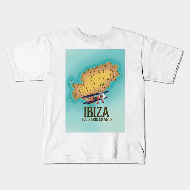 Ibiza Balearic Island travel poster. Kids T-Shirt by nickemporium1